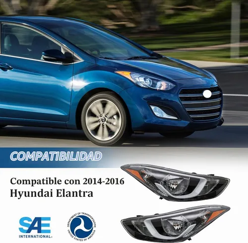 Vista 6 de Conjunto de faros delanteros para Hyundai Elantra 2014-2016, Elantra 2014 2015 2016, faros halógenos de repuesto, lado del conductor, carcasa