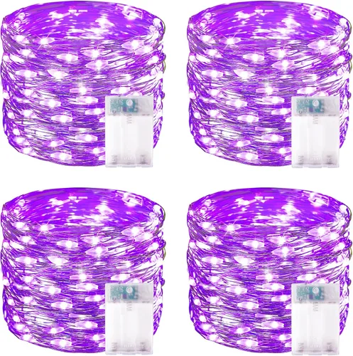Vista 19 de Serie de luces LED RGB parpadeantes que cambian de color, funciona con pilas, para decoración de interiores y exteriores, con temporizador y control