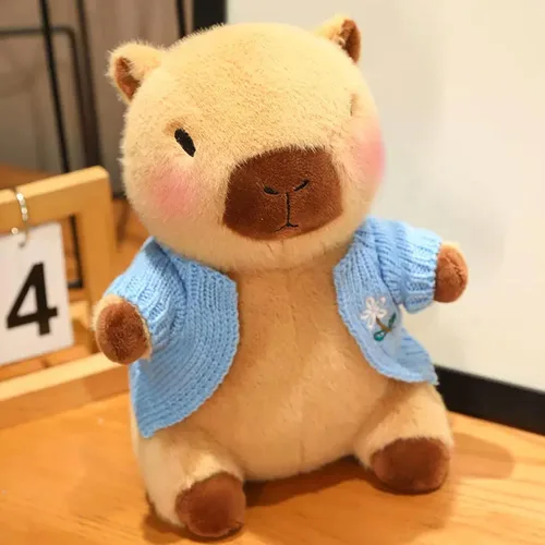 Vista 6 de Capybara - Juguete de peluche con 7 piezas de ropa y accesorios, lindo animal de peluche Capybara con trajes (marrón)