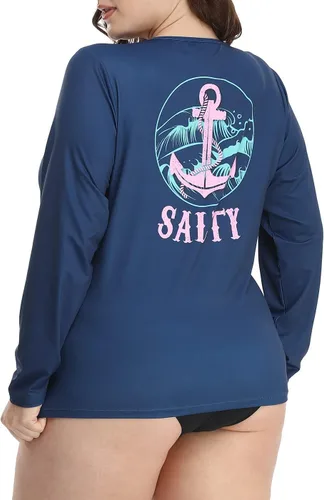 Vista 13 de HDE Camiseta de protección contra erupciones UPF 50 de manga larga Hibisco azul