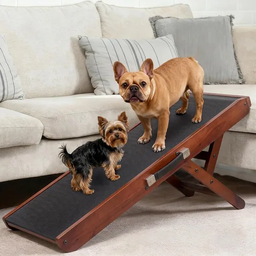 Vista 16 de Rampa para perros para sofá, antideslizante, resistente, plegable, soporta hasta 200 libras, ajustable de 7 a 20 pulgadas, plataforma de aterrizaje