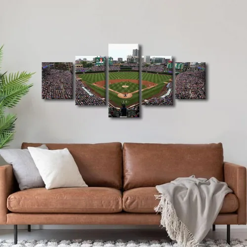 Vista 4 de Arte para pared, lienzo para estadio deportivo, arte para pared, diseño de campo de Wrigley en Chicago, pinturas de Chicago, impresiones sobre