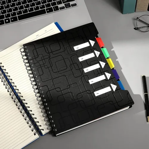 Vista 2 de CAGIE Cuaderno de 5 materias con rayas universitarias de 8.5 x 11 pulgadas, 240 páginas, cuaderno en espiral con pestañas divisorias, cuadernos A4