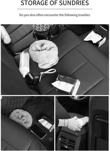 Vista 3 de Caja de almacenamiento multifuncional para vehículos, organizador de asiento trasero de automóvil, portavasos para rellenar huecos, caja de pañuelos