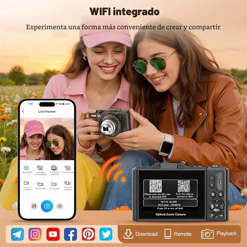 Vista 12 de Cámara digital 5K para fotografía, cámara de vlogging de 80MP para YouTube Negro
