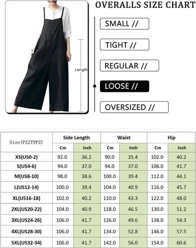 Vista 5 de YESNO - Enterizo holgado de estilo informal, overol con pantalones largos de pierna ancha, de algodón y con bolsillos, para mujer