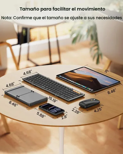Vista 7 de ProtoArc XKM01 Full-Size Foldable Keyboard Mouse Combo for Travel, Gray Gris negro