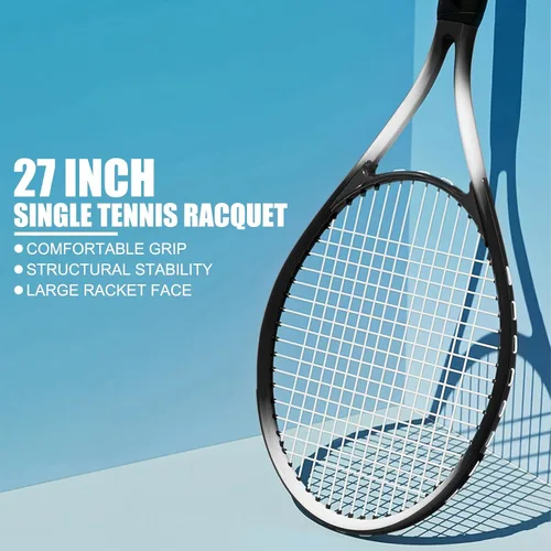 Vista 2 de Racque de tenis para principiantes de 27 pulgadas para adultos, juego de raqueta individual ligera para mujeres y hombres con bolsa de transporte