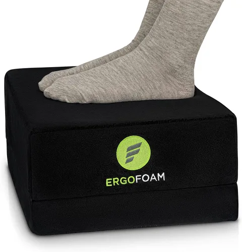 Vista 10 de ErgoFoam Reposapiés XL para debajo del escritorio en el trabajo para taburetes y sillas altas, respaldado por quiropráctico, reposapiés ajustable 2