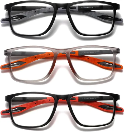 Vista 7 de Hubeye TR90 Gafas de Lectura Deportivas para Hombres y Mujeres Ultraligeras Flexibles Anti-Luz Azul（Negro+Negro+Negro+Negro+Negro，+0.0）