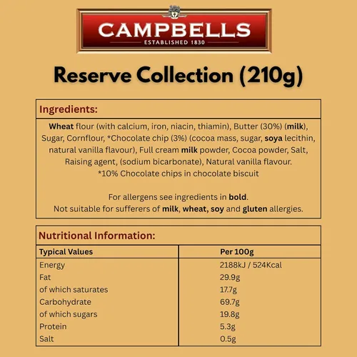 Vista 2 de Campbells Shortbread Reserve Collection Cartón de 7.4 onzas (7.41 oz) – Galletas escocesas de mantequilla de Escocia, chispas de chocolate