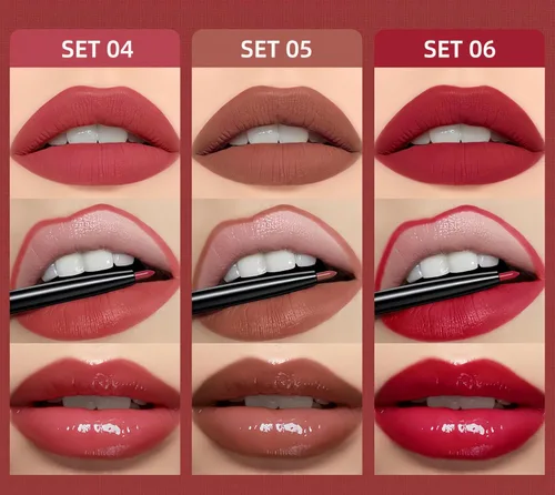 Vista 2 de MAEPEOR Kit de labios todo en uno, 3 en 1, delineador de labios suave y lápiz labial con lápiz labial líquido de terciopelo mate, brillo labial