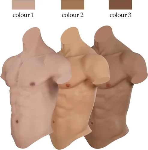 Vista 7 de Traje muscular de silicona realista para hombre, placa de pecho masculina, traje muscular suave, piel de simulación para cosplay, Halloween