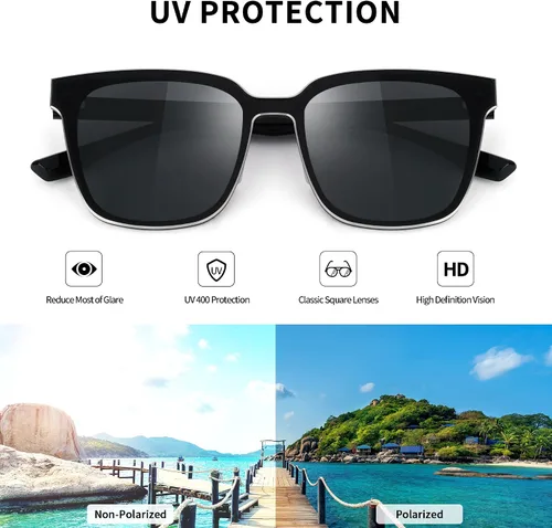Vista 8 de Zeelool Gafas de sol polarizadas cuadradas de magnesio de aluminio para mujeres y hombres, protección UV400, unisex, marco de metal ligero ZSM0064