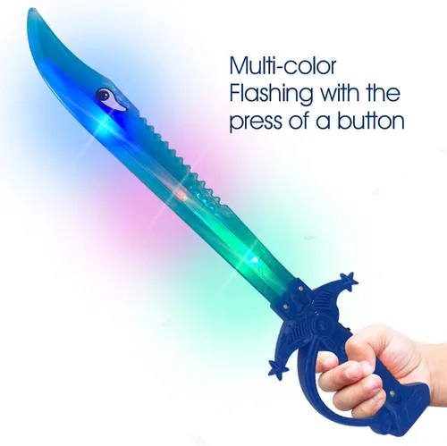 Vista 4 de ArtCreativity Espada de tiburón iluminada para niños (juego de 2) – Juguetes iluminados de 15 pulgadas con luces LED intermitentes, juguetes