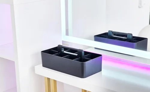 Vista 3 de Divisores DIY de 8 Compartimentos, Caddy Portátil Grande, Multiusos, Apilable, Solución Moderna para Escuela, Oficina, Escritorio, Uso Infinito