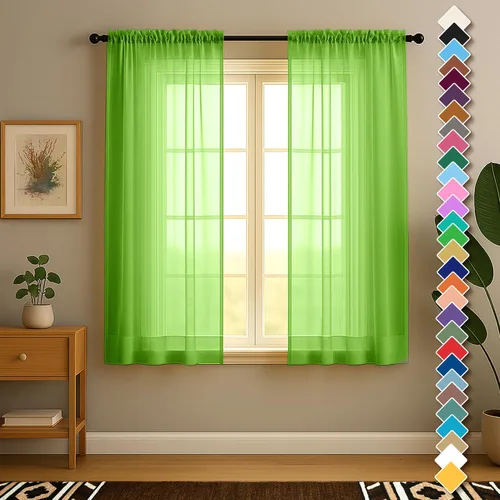 Vista 8 de YHSF Cortinas traslúcidas – Juego de 2 paneles para decoración del hogar – Elegantes cortinas de gasa sólida con bolsillo para barra