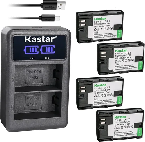 Vista 7 de Kastar Cargador de batería USB LP-E6 LED2 compatible con batería Blackmagic BMPCC 4K BMPCC4K, diseño Blackmagic Pocket Cinema Camera 4K, diseño
