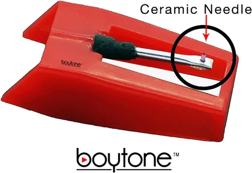 Vista 2 de Boytone Paquete de 5 agujas de repuesto de cerámica con punta de zafiro para tocadiscos