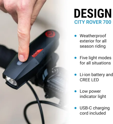 Vista 3 de Portland Design Works City Rover 700 Faro recargable USB, negro