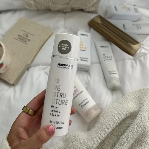Vista 4 de FRAMESI Morphosis Restructure Hair Beauty Elixir de 5.1 onzas líquidas, mascarilla sin peso de 5 minutos, acondicionador reparador, ingredientes