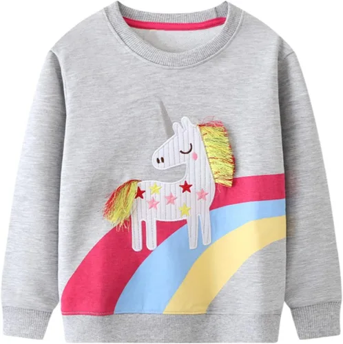 Vista 8 de HILEELANG - Sudaderas de cuello redondo para niñas, manga larga, para invierno