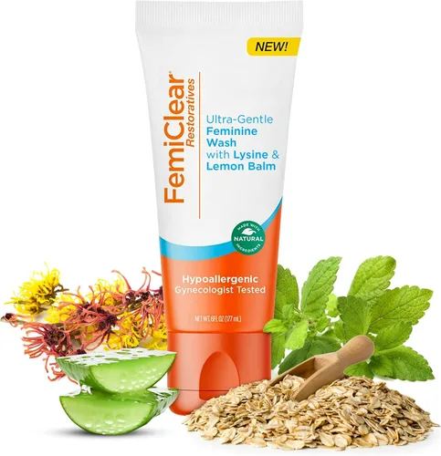 Vista 4 de FemiClear Cuidado femenino completo, lavado suave y crema para aliviar el herpes - Ingredientes naturales para mayor comodidad