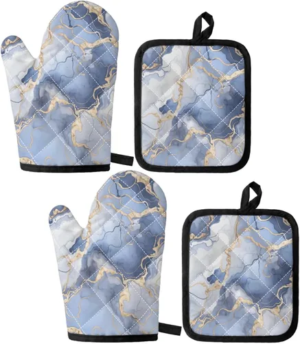 Vista 34 de UNICEU Juego de 4 manoplas de horno personalizadas y soportes para ollas, decoración de cocina, guantes protectores personalizados para hornear