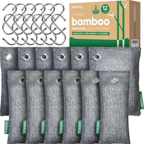Vista 10 de Absorbedor de olores de carbón activado, ganchos grandes de 17.64 oz de ancho, eliminador de olores naturales para olores fuertes, bolsas