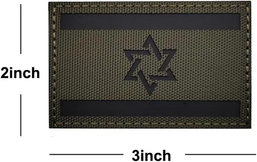 Vista 2 de Parche de bandera de Israel reflectante infrarrojo infrarrojo israelí, bandera de país israelí, combate, bolsa judía, uniforme militar, emblema