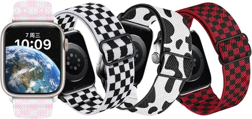 Vista 4 de Correas elásticas de nailon compatibles con Apple Watch de 1.496 pulgadas, 1.575 pulgadas, 1.614 pulgadas, 1.654 pulgadas, 1.732 pulgadas, 1.732