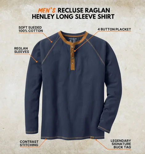 Vista 2 de Legendary Whitetails Recluse Henley - Camiseta de manga larga para hombre