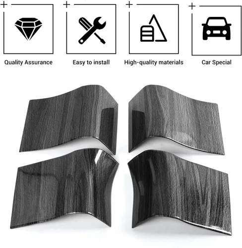 Vista 3 de Hoolcar Cubierta de ABS para manija de puerta interior, accesorios para Ford F150 2015-2020, grano de madera negro