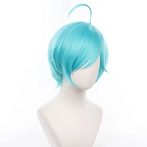 Vista 3 de XiongXiongLe Shinkai - Peluca Kanata para cosplay, anime, conjunto de estrellas, disfraz de hombre, color azul lago, pelucas de repuesto para niños