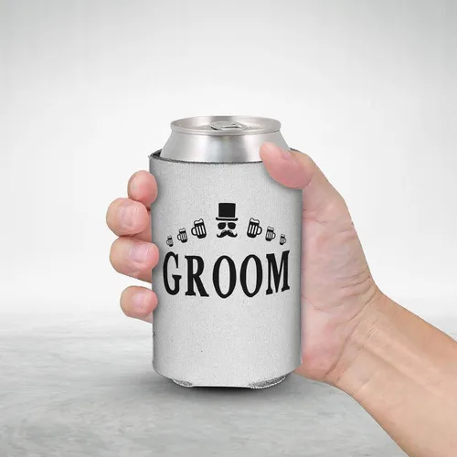 Vista 6 de Shop4Ever El miembro del equipo de bebida del novio y el novio puede enfriar ~ Enfriadores de manga para latas de cerveza para despedida de soltero