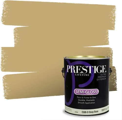 Vista 174 de PRESTIGE Pinturas de pintura exterior e imprimación en uno, 1 galón, plano, combinación comparable de Benjamin Moore* Manzanilla*