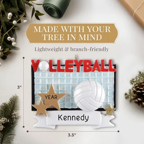 Vista 4 de Adorno de voleibol personalizado 2024 – Personalización rápida y gratuita las 24 horas – Adorno de Navidad deportivo para árbol – Recuerdo