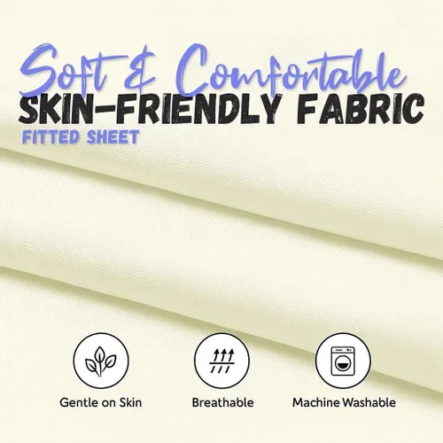 Vista 5 de Lukeville Luxury Linen Sábanas de cuna para niños pequeños y preescolares, sábana bajera elástica en las esquinas, sábana bajera para cuna, paquete