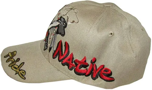Vista 6 de K's Novelties - Gorra bordada, diseño indio, color caqui