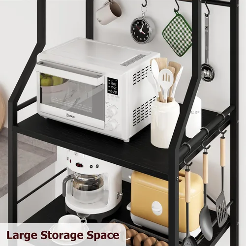 Vista 6 de IDEALHOUSE Estante para hornear de cocina, soporte para horno de microondas Negro (Rustic Black)