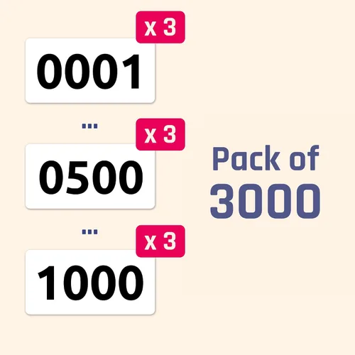 Vista 2 de (3 juegos) 1-1000 etiquetas adhesivas de inventario de números consecutivos, 1.5 x 0.75 pulgadas