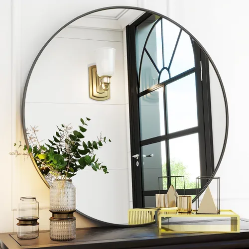 Vista 19 de VooBang Gold Round Bathroom Mirror 24", Thin Metal Frame Wall Mirror Dorado