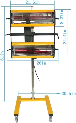 Vista 6 de Solary Lámpara de curado de pintura infrarroja de onda corta 2100W 110V - Herramienta de reparación de pintura de carrocería de coche con soporte