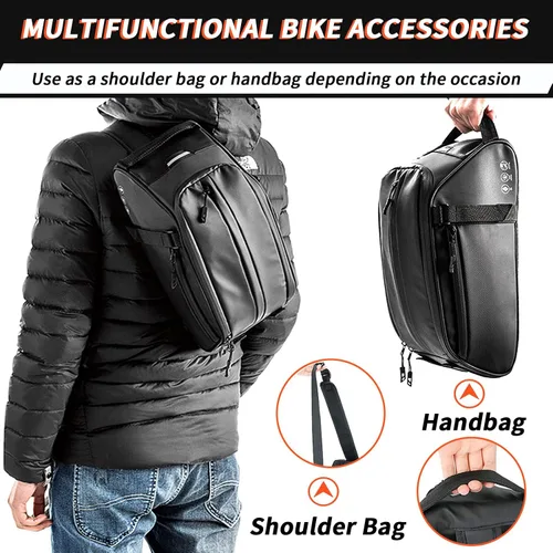 Vista 6 de Bolsa trasera para bicicleta reflectante, resistente al agua, bolsa de almacenamiento para maletero de bicicleta, bolsa de transporte para pecho