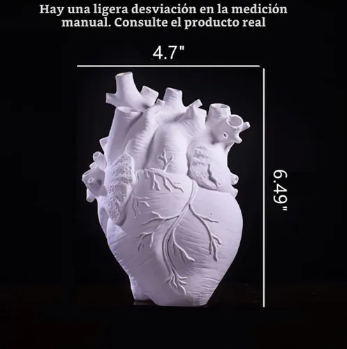 Vista 2 de Jarrón de corazón anatómico creativo de 6 pulgadas, decoración en forma de corazón, maceta de resina moderna y única, estilo nórdico, jarrón
