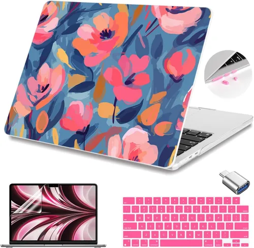 Vista 21 de Teryeefi Funda rígida para MacBook Air M3, M2, M4, MacBook Air de 13 pulgadas 2025, 2024, 2023, 2022, versión A3240, A3113, A2681, carcasa rígida