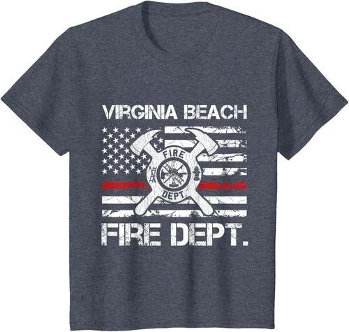Vista 20 de Virginia Beach Virginia Fire Department - Camiseta delgada de línea roja, Negro