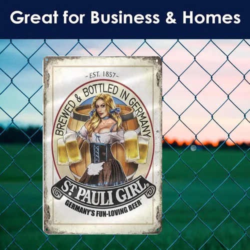 Vista 8 de Bre Wed Bottled In Germany St Pauli Girl Fermany'S Fun Loving Beer Retro Letrero de metal para decoración de bar, hogar, comedor, bar, tienda, mural