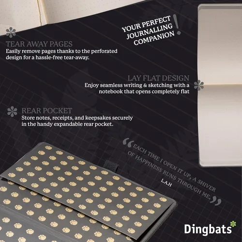 Vista 5 de Dingbats* Cuaderno de Escritura Liso Wildlife A5 - Tapa Dura de Cuero Vegano - Ideal para Trabajo, Viajes - Bolsillo, Cierre Elástico y Marcapáginas