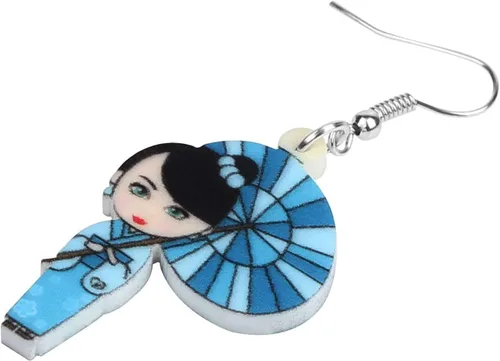 Vista 34 de DUOWEI Aretes de acrílico estilo japonés con diseño de anime para muñeca, colgantes, joyería para mujer